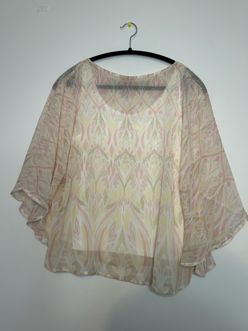 Ruby Rd. Pastel Pink and Cream Sheer Patterned Flutter Blouse - Picture 5 of 5